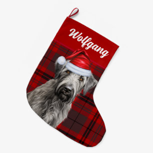 Grande Chaussette De Noël Lutin de Noël personnalisé avec motif à carreaux r