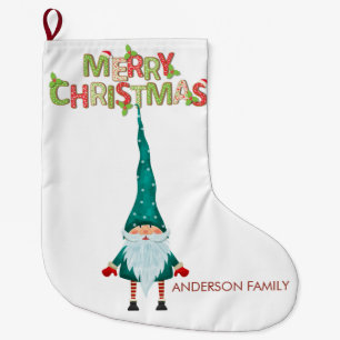 Grande Chaussette De Noël Lutin Nordique Joyeux Noël