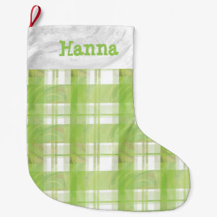 Grande Chaussette De Noël Madras Plaid Green