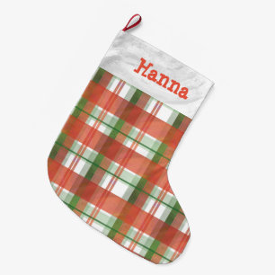 Grande Chaussette De Noël Madras Plaid Noël