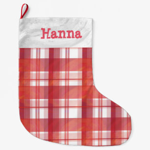 Grande Chaussette De Noël Madras Plaid Red