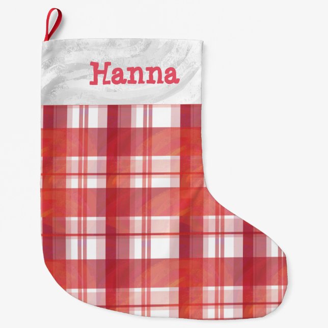 Grande Chaussette De Noël Madras Plaid Red (Devant)
