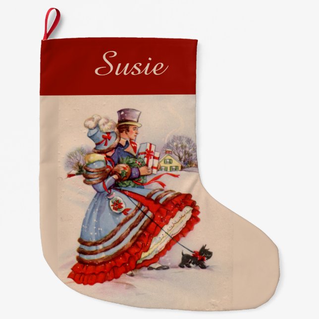 Grande Chaussette De Noël Magasin de Noël à l'ancienne (Devant)