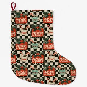 Grande Chaussette De Noël Magie de Noël au manteau du diner à la menthe poiv