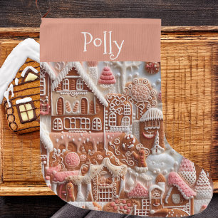 Grande Chaussette De Noël Maison de pain d'épices Noël