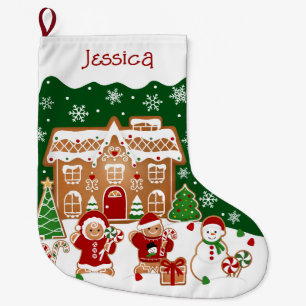 Grande Chaussette De Noël Maison en pain d'épices 