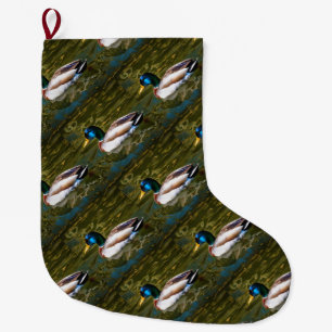 Grande Chaussette De Noël Mallard Duck Portrait Artistique