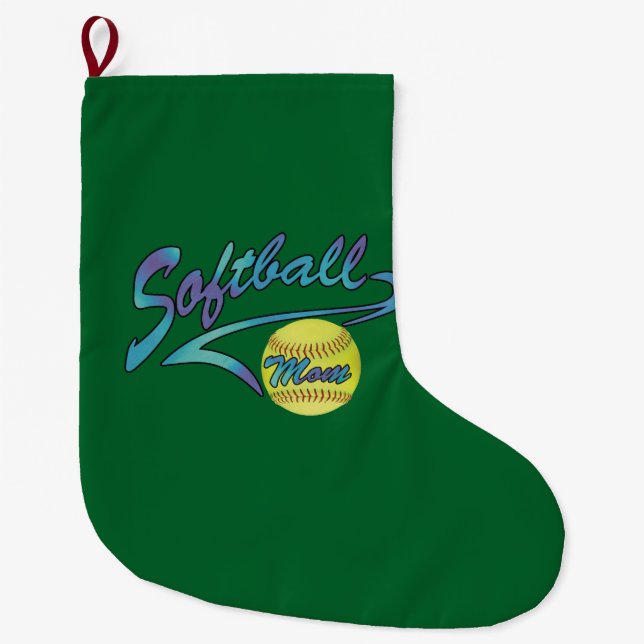 Grande Chaussette De Noël Maman de softball à frappe rapide queue athlétique (Devant)