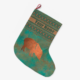 Grande Chaussette De Noël Maman Javelina Mignonne du Sud-Ouest Personnalisée
