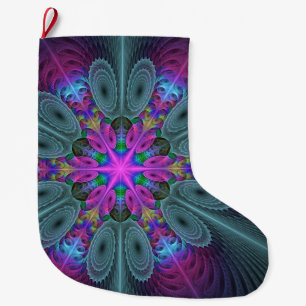 Grande Chaussette De Noël Mandala à partir de la couleur centrale Art fracta