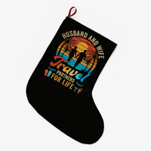 Grande Chaussette De Noël Mari et Femme Partenaires de Voyage pour la Vie Pl