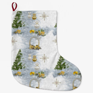 Grande Chaussette De Noël Mariage de Noël blanc Répétition design