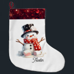 Grande Chaussette De Noël Marshmallow Fluffy Snowman<br><div class="desc">Imaginez une ravissante réserve de Noël avec un bonhomme de neige mignon et moelleux fabriqué à partir de guimauves. Autour de sa base, les guimauves aux centres roses semblent fondre. Il porte un chapeau haut et un foulard à pois de polka. Le stockage est terminé avec une bordure qui imite...</div>