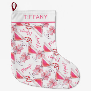 Grande Chaussette De Noël Martini Sucre de canne rose personnalisé