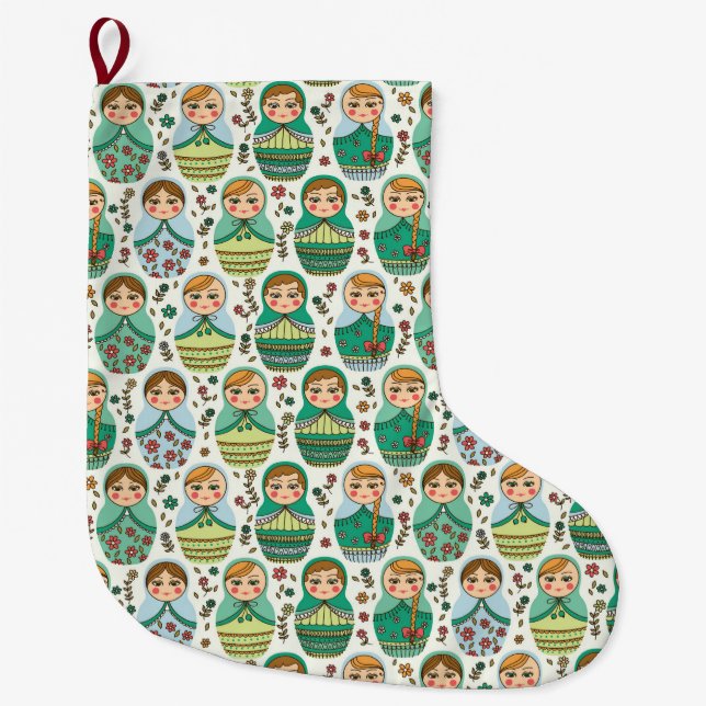 Grande Chaussette De Noël Matreshka Grande réserve de Noël (Devant)