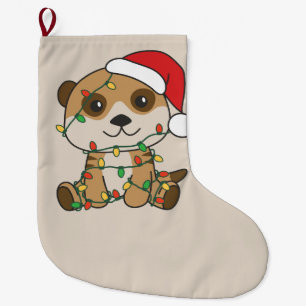 Grande Chaussette De Noël Meerkat Noël Animaux d'hiver Vacances Meerkats
