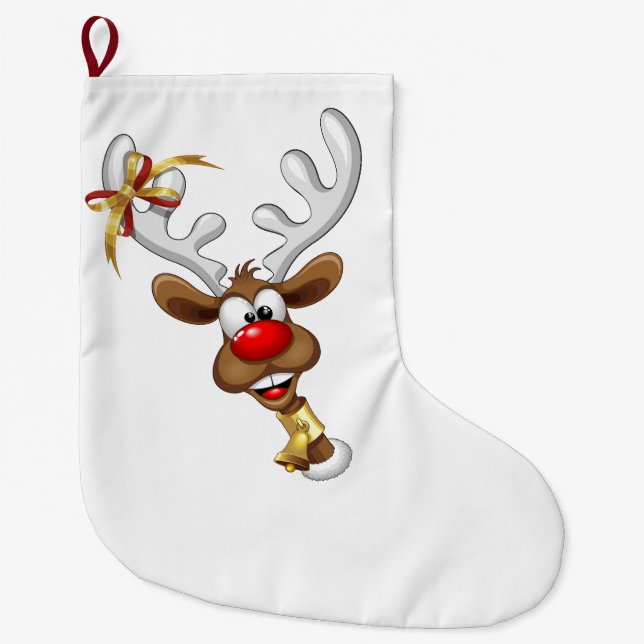 Grande Chaussette De Noël Mème de Noël drôle de renne qui regarde par-dessus (Devant)