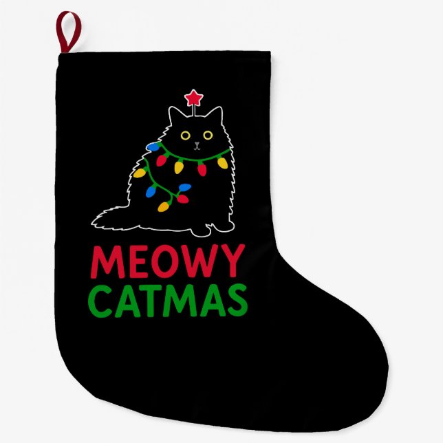 Grande Chaussette De Noël Meowy Noël (Devant)