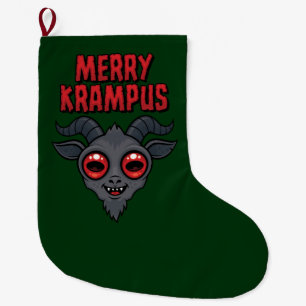 Grande Chaussette De Noël Mignon Krampus Joyeux et Flippant