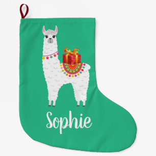Grande Chaussette De Noël Mignonne lama de Noël de l'Alpaga