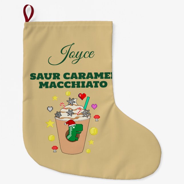 Grande Chaussette De Noël Mikitiez Trex dinosaure icedcoffee caramel xmas (Devant)