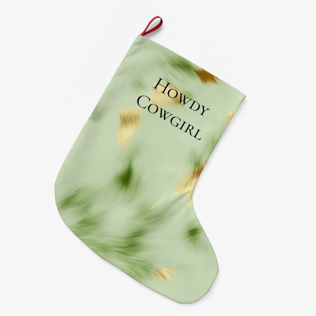 Grande Chaussette De Noël Mint Green Gold Cowhide (Devant (Accrochage))