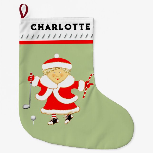 Grande Chaussette De Noël Mme Claus golfeuse (Devant)