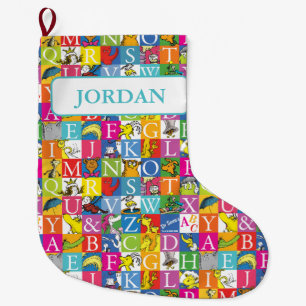 Grande Chaussette De Noël Modèle de lettres majuscules colorées de l'ABC de