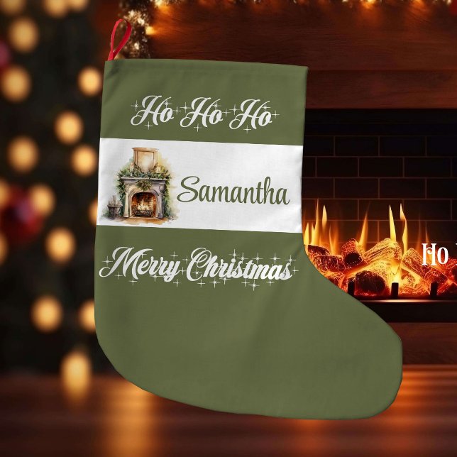 Grande Chaussette De Noël Modern earthy minimalist personalized christmas   (Modern earthy minimalist personalized christmas stocking

)