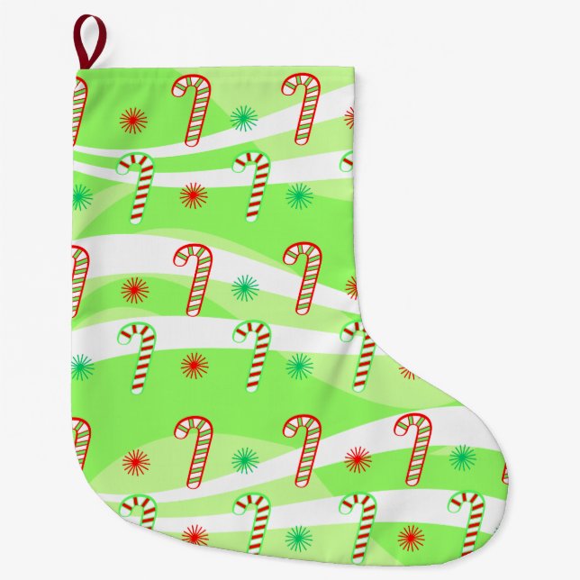 Grande Chaussette De Noël Moderne cannes de Noël design (Devant)