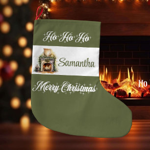 Grande Chaussette De Noël Moderne personnalisé de Noël minimaliste terreux