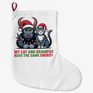 Grande Chaussette De Noël Mon chat et Krampus ont la même énergie drôle