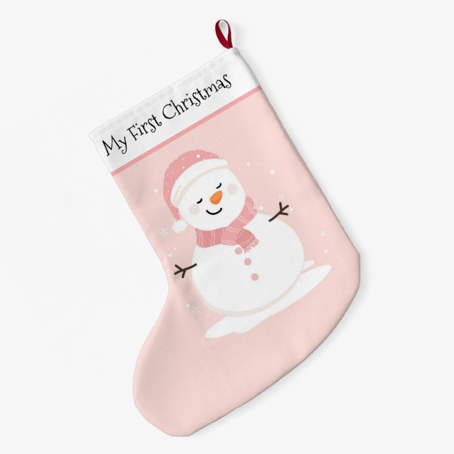 Grande Chaussette De Noël Mon premier Snowman de Noël (Dos (Accrochage))