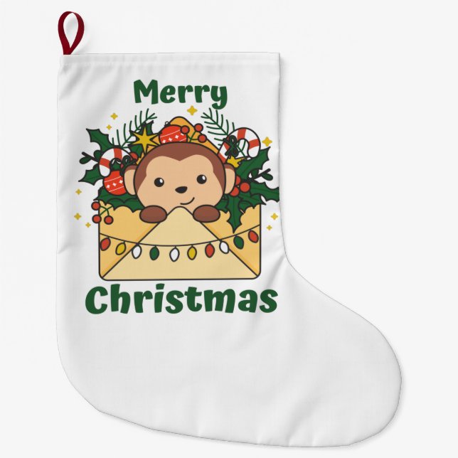 Grande Chaussette De Noël Monkey Christmas (Devant)