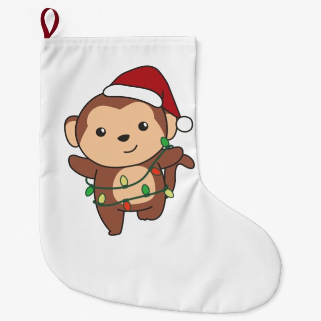 Grande Chaussette De Noël Monkeys (Devant)