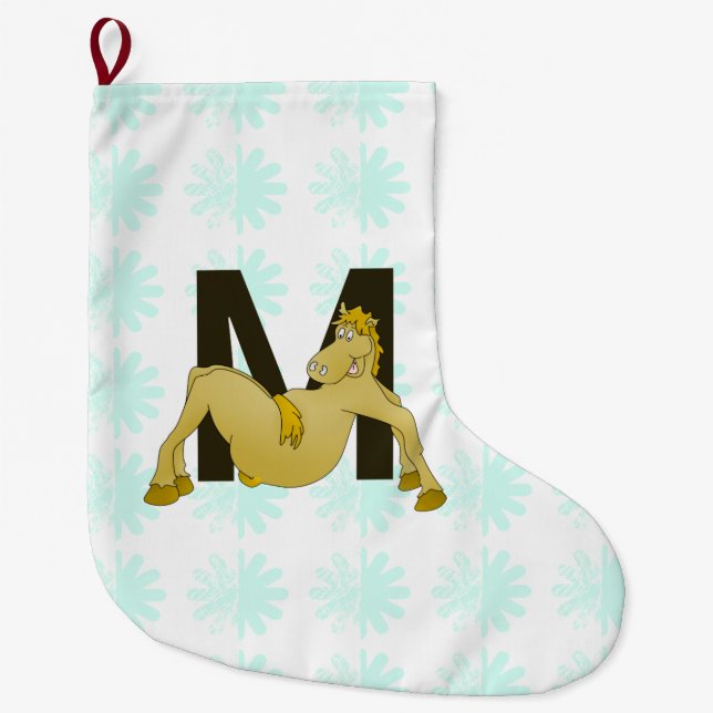 Grande Chaussette De Noël Monogram M Cartoon Pony Personnalisé (Devant)