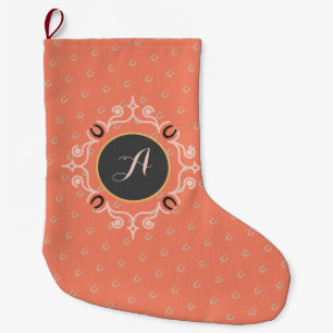 Grande Chaussette De Noël Monogramme équestre Lucky Horseshoe Motif
