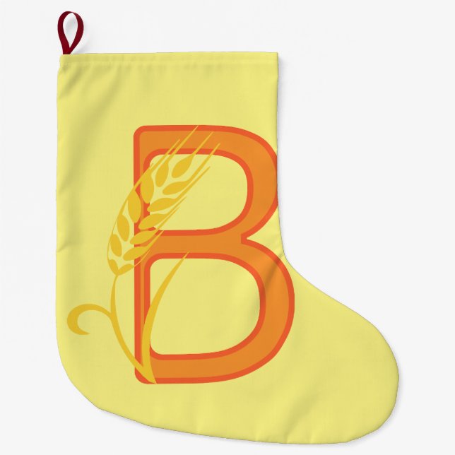 Grande Chaussette De Noël monogramme floral B lettre majuscule (Devant)