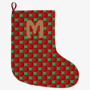 Grande Chaussette De Noël Monogramme Moderne Élégant À Points Rouges