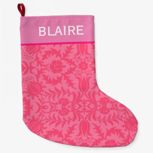 Grande Chaussette De Noël Monogramme rose preppy