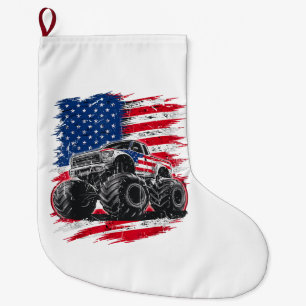 Grande Chaussette De Noël Monster Truck USA Drapeau américain