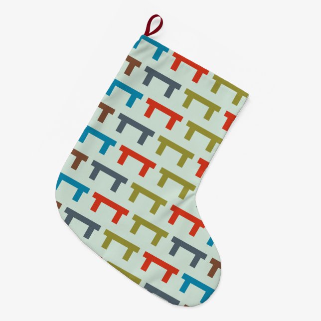 Grande Chaussette De Noël mosaïque de blocs (Devant (Accrochage))