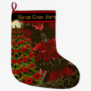 Grande Chaussette De Noël Mosaïque de Noël florale et Yew (personnalisée)