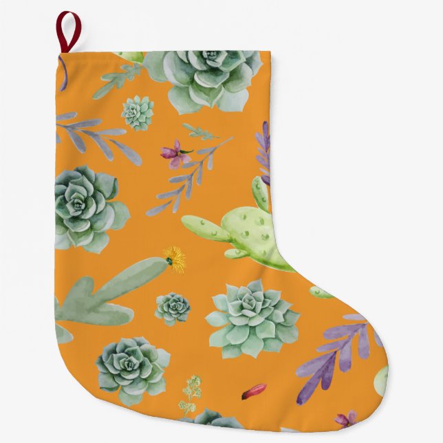 Grande Chaussette De Noël Motif Cactus 11 (Devant)
