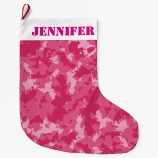 Grande Chaussette De Noël Motif Camo rose