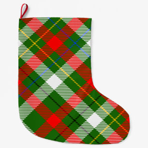 Grande Chaussette De Noël Motif carreau flanelle rouge vert blanc Noël