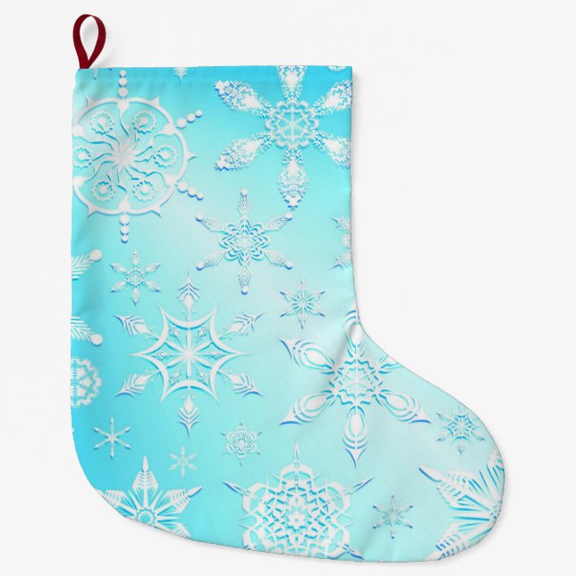 Grande Chaussette De Noël Motif Crystal Snowflakes (Devant)