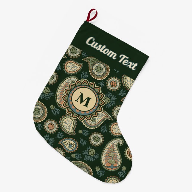 Grande Chaussette De Noël Motif Cypress Paisley (Devant (Accrochage))