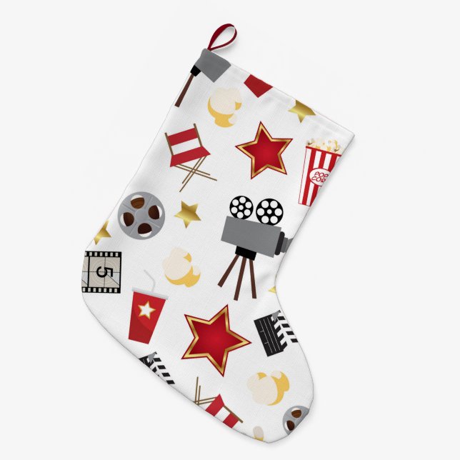 Grande Chaussette De Noël Motif d'amant de film (Devant (Accrochage))