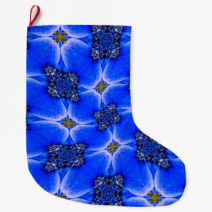 Grande Chaussette De Noël Motif d'anémone du Jardin bleu